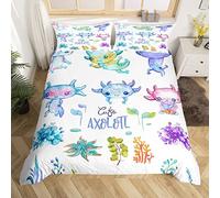 Set di biancheria da letto Axolotl cartone animato Kawaii Axolotl Copripiumino Adolescenti Animali 3D Copripiumino Traspirante Salamandra Acquerello Copriletto Copertura Trapunta Singolo