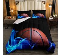 Set di biancheria da letto basket 3D Flame Basketball Piumone/Trapunta per bambini Adolescenti Uomini Sport Gaming Comforter Sport Palla Raffreddare Piumino Trapunta 2 Pz 135x200cm Formato