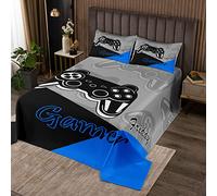 Set di biancheria da letto blu e nero Gamer Copriletto Video Gamepad Home Decor Controller di Gioco Trapunta per Bambini 2 pezzi 1 set di coperta con 1 federa170X230cm