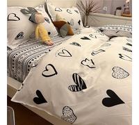Set di Biancheria da Letto Boho Hearts,Copripiumino Singolo con Stampa a Cuore Bianco e Nero con Federe,Copripiumino con Stampa a Cartoni Animati Kawaii per Camerette di Ragazzi e Ragazze,Arredamento