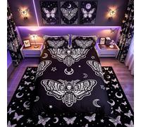 Set di biancheria da letto boho tarme uomini gotico teschio set donne luna luna luna stella consolatore copertura tarme teschio scheletro ossa biancheria da letto & lino 3 pezzi