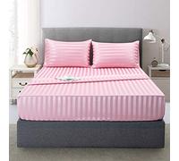 Set di biancheria da letto California king size, colore: rosa, morbide, con tasca profonda, rinfrescanti, ipoallergeniche, resistenti alle pieghe e allo sbiadimento, a righe