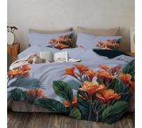 Set di Biancheria da Letto Canna Fiori D'Arancio Set Copripiumino Piante Foresta Pluviale Tropicale Parure Copri Piumino Morbido Set Sacco Piumone Reversibile con Federe, 240x220cm Grigio Antracite