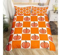 Set di biancheria da letto carino con zucche rustiche, stile rustico, copripiumino a scacchi con zucche raccolte per ragazzi e ragazze, decorazione per la camera da letto, collezione di biancheria da