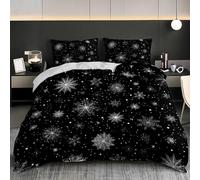 Set di Biancheria da Letto Cerniera e Morbido, Tema Creativo Del Fiocco Di Neve Copripiumino 250x200 cm, con 2 Federa 50x80 cm, Nero Copripiumino Everyday per Tutte le Stagioni