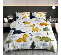 Set di Biancheria da Letto Cerniera e Morbido, Tema Sui Dinosauri Per Bambini Copripiumino 135x200 cm, con 2 Federa 50x80 cm, Bianco Copripiumino Everyday per Tutte le Stagioni