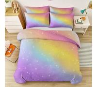 Set di biancheria da letto Colore, reversibile con stampa Magia Gradiente Stelle, Set copripiumino morbido e caldo al tatto in microfibra - 220 x 240 cm per autunno e inverno