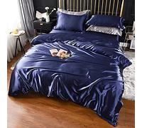 Set di Biancheria da Letto Completa di GUOJM Set di Biancheria da Letto in Seta in Raso Copripiumino Foglio Aderente Foglio Twin Full Queen 4pcs Set di Lino Set Nero 100% oro-23-Queen Piatto