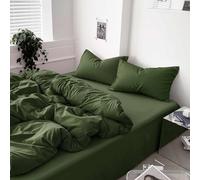 Set di biancheria da letto completo verde oliva scuro, 3 pezzi, estetico moderno, per tutte le stagioni, morbido e leggero, in microfibra, alternativo piumino, con 2 federe, per donne e uomini