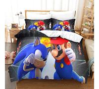 Set Di Biancheria Da Letto Con 3D Super Mario Bros Stampa Copripiumino Set Con Cerniera Con Federa Super Morbido E Traspirante Microfibra Per Adulti E Bambino Biancheria Da LettoDouble（200x200cm）
