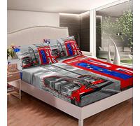 Set di biancheria da letto con angoli Big Ben di Londra per ragazze e donne, uomini, grigio a tema UK Decor lenzuola set moderno Inghilterra paesaggio urbano copripiumino 2 pezzi singolo formato