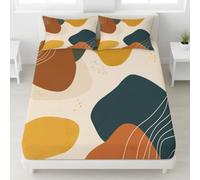 Set di biancheria da letto con angoli elasticizzati per letto singolo, 2 pezzi, con 1 federa, in morbida microfibra, stampa astratta a blocchi di colore, profondità 30 cm, 90 x 190 cm