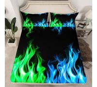 Set di biancheria da letto con angoli per letto matrimoniale, 3 pezzi, per bambini, adolescenti, donne, decorazione per la stanza, motivo giochi di fuoco 3D, moderno, alla moda, con tasca profonda