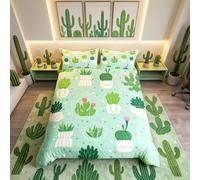 Set di biancheria da letto con cactus di cartone animato per ragazze bambino botanico succulento biancheria da letto & lino piante verdi copripiumino a pois copriletto geometria king size 3 pezzi