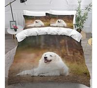 Set di biancheria da letto con cane da pastore maremma, 3 pezzi, con stampa animale, per bambini, ragazzi, adulti, per letto matrimoniale, con chiusura a cerniera, 1 copripiumino + 2 federe