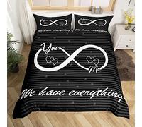 Set di biancheria da letto con citazioni divertenti con scritta "You and Me", copripiumino per uomo e donna, coppia amante nero, rosso, creativo, regalo di San Valentino, in microfibra, super king
