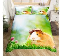 Set di biancheria da letto con copripiumino 3D a tema porcellino d'India, per ragazzi, ragazze, bambini, camera da letto, giardino, natura, letto per bambini e ragazzi, con 1 federa