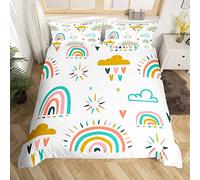 Set di biancheria da letto con copripiumino a strisce colorate per bambini ragazzi ragazze nuvola cuore amore decorazione trapunta in microfibra copriletto a tema natura biancheria da letto matrimoni