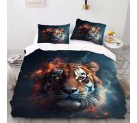 Set di biancheria da letto con copripiumino con stampa 3D a tema animali della giungla, motivo testa di tigre, re di tutte le bestie, set di biancheria da letto per ragazzi e ragazze, acquerello