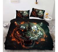 Set di biancheria da letto con copripiumino con stampa 3D con testa di tigre, motivo animali selvatici, giungla, re di tutte le bestie, set di biancheria da letto per ragazzi e ragazze, per bambini