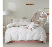 Set di biancheria da letto con copripiumino e 2 federe con motivo floreale rosa, stile vintage, per ragazze, stile giardino con motivo floreale rosa, set di biancheria da letto in cotone con 2 federe