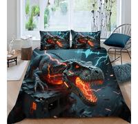 Set di biancheria da letto con copripiumino e federe, motivo Animal Dinosaur Fulmine astratto, per bambini, ragazzi, ragazze, adolescenti, set di copripiumino decorazione per la stanza (Dx7423)