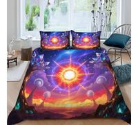 Set di biancheria da letto con copripiumino e federe, motivo Cielo stellato Palla di fuoco astratta, per bambini, ragazzi, ragazze, adolescenti, set di copripiumino decorazione per la stanza (Dx8249)