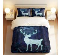 Set di biancheria da letto con copripiumino, foresta mistica, motivo cervo etereo fluorescente, in stile foresta, morbido e traspirante, adatto per bambini e adulti (01, king 240 x 220 cm + 65 x 65 cm