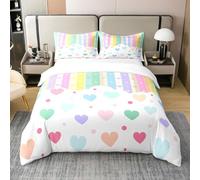 Set di biancheria da letto con copripiumino in cotone per bambini, ragazzi e ragazze, colorato, con motivo a cuore, super king size, con stampa romantica, decorazioni per la camera, set copripiumino