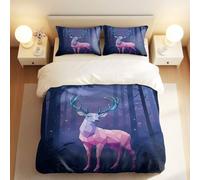 Set di biancheria da letto con copripiumino Mystical Forest etereo fluorescente, stile foresta sognante, morbido e traspirante, adatto per bambini e adulti (04, matrimoniale: 200 x 200 cm + 50 x 75 cm