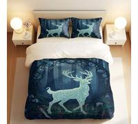 Set di biancheria da letto con copripiumino Mystical Forest etereo fluorescente, stile foresta sognante, morbido e traspirante, adatto per bambini e adulti (02, matrimoniale: 200 x 200 cm + 50 x 75 cm