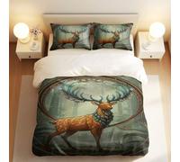 Set di biancheria da letto con copripiumino Mystical Forest etereo fluorescente, stile foresta sognante, morbido e traspirante, adatto per bambini e adulti (05, matrimoniale: 200 x 200 cm + 50 x 75 cm