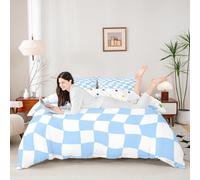 Set di biancheria da letto con copripiumino per culla, motivo astratto a scacchiera (senza piumino), motivo geometrico a quadri, per decorare la camera dei bambini, 2 pezzi