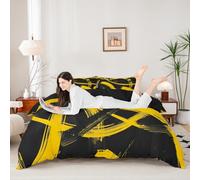 Set di biancheria da letto con copripiumino per letto matrimoniale, linea semplice e moderna astratta, 3 pezzi, motivo geometrico estetico, decorazione per la camera dei bambini, ragazzi e ragazze, 2
