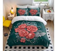 Set di biancheria da letto con copripiumino romantico con rose e farfalle, elegante dettagli dorati, in microfibra, morbida stampa floreale, per decorazione della camera da letto (stile 3, singolo