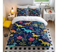 Set di biancheria da letto con copripiumino singolo con simpatico dinosauro e stravagante dinosauro, in microfibra ultra morbida, per bambini, ragazzi e ragazze, decorazione per camera da letto (stile
