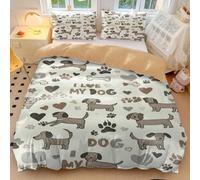 Set di biancheria da letto con copripiumino singolo con stampa di un cucciolo disegnato a mano, in morbida microfibra, per bambini e ragazzi, decorazione per camera da letto (stile 4, king size, 240 x