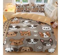 Set di biancheria da letto con copripiumino singolo con stampa di un cucciolo disegnato a mano, in morbida microfibra, per bambini e ragazzi, decorazione per camera da letto (stile 5, king size, 240 x