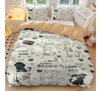 Set di biancheria da letto con copripiumino singolo con stampa di un cucciolo disegnato a mano, in morbida microfibra, per bambini e ragazzi, decorazione per camera da letto (stile 3, king size, 240 x