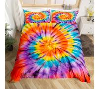 Set di biancheria da letto con copripiumino tie dye, stile bohémien, hippie, tie dye, per bambini e donne, in microfibra, stile gitano astratto, decorazione per camera da letto, biancheria da letto