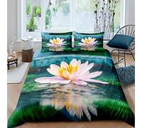 Set di biancheria da letto con copripiumino Zen con fiori di loto, per ragazzi, ragazze, ragazzi, ragazzi, letto super king size, con 2 federe, per ragazzi