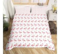 Set di biancheria da letto con fenicotteri rosa tropicali e animali selvatici, per bambini e adolescenti, con grazioso fenicottero bianco e rosso, 2 pezzi, per culla, senza piumino