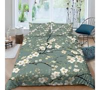 Set di biancheria da letto con fiori nazionali giapponesi, decorazione della camera da letto a tema fiore di ciliegio rosa giapponese, copripiumino singolo 140x200