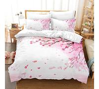 Set di biancheria da letto con fiori nazionali giapponesi, decorazione della camera da letto a tema fiore di ciliegio rosa giapponese, copripiumino singolo 140x200