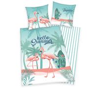 Set Di Biancheria Da Letto Con Flamingo 135 X 200 + 80 X 80 Cm