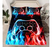 Set di biancheria da letto con lenzuolo con angoli per letto king size, motivo videogiochi, 3 pezzi, per ragazze, ragazzi e donne, decorazione per la stanza, lenzuolo moderno nero con tasca profonda