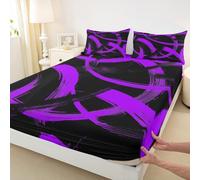Set di biancheria da letto con lenzuolo con angoli, per letto matrimoniale, linea semplice astratta, moderna, 3 pezzi, motivo geometrico estetico, con 2 federe, decorazione per la camera di bambini