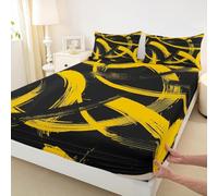 Set di biancheria da letto con lenzuolo con angoli, per letto matrimoniale, linea semplice astratta, moderna, 3 pezzi, motivo geometrico estetico, con 2 federe, decorazione per la camera di bambini