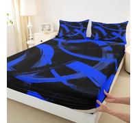 Set di biancheria da letto con lenzuolo con angoli, per letto matrimoniale, linea semplice astratta, moderna, 3 pezzi, motivo geometrico estetico, con 2 federe, decorazione per la camera di bambini