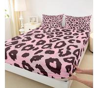 Set di biancheria da letto con lenzuolo con angoli per letto singolo, motivo leopardato africano, per bambini e adulti, con tasca profonda, 2 pezzi, senza parte superiore piatta